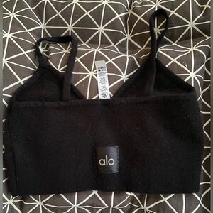 ALO Yoga Cashmere Jet -Set Bra in Black.
